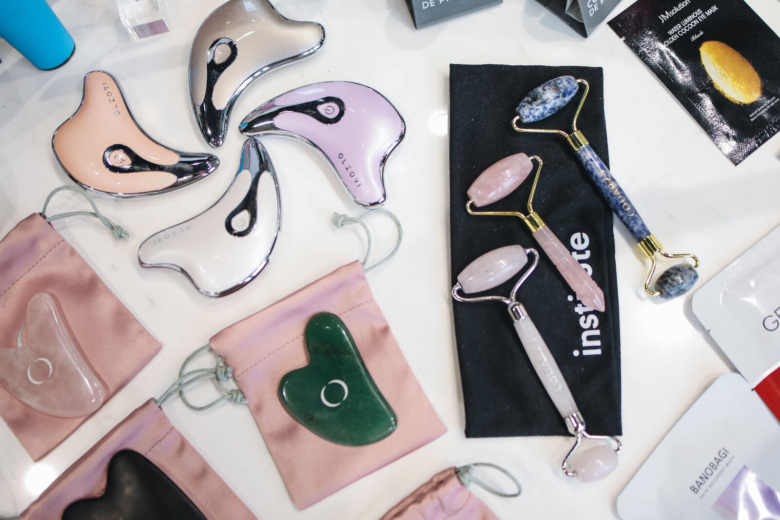 Range of handheld beauty and wellness tools laid out for selection
